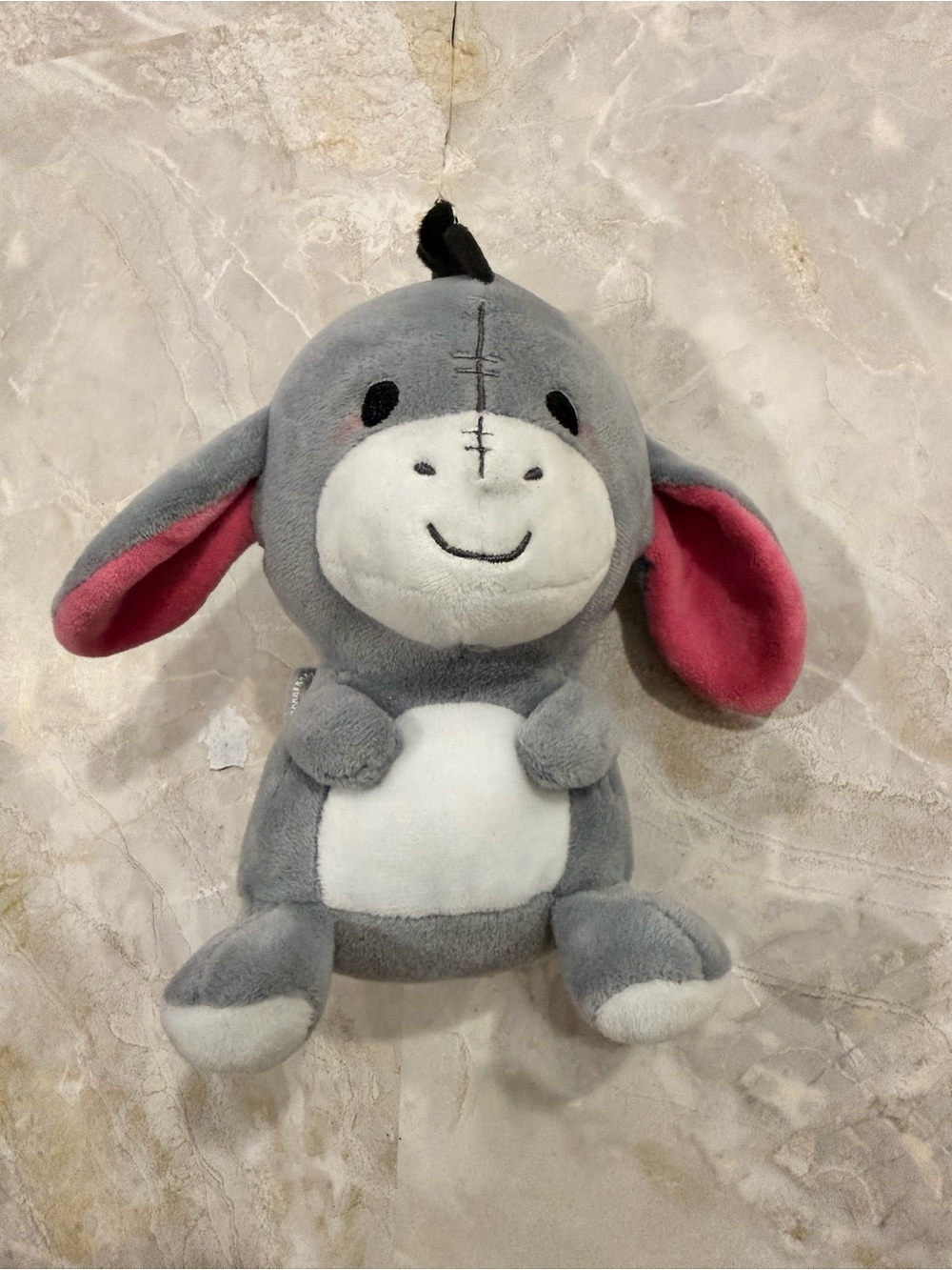 Gray and Pink Plush Donkey Stuffed Toy - Soft Cuddly Comfort